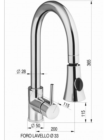 Bateria umywalkowa z wyciąganym prysznicem H 370 mm