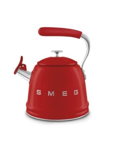 Czajnik z gwizdkiem, czerwony Smeg   WKF01RD