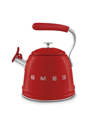 Czajnik z gwizdkiem, czerwony Smeg   WKF01RD